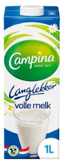 Een Melk, Campina Langlekker, Volle, 1 liter koop je bij De Kantoorcentrale BV